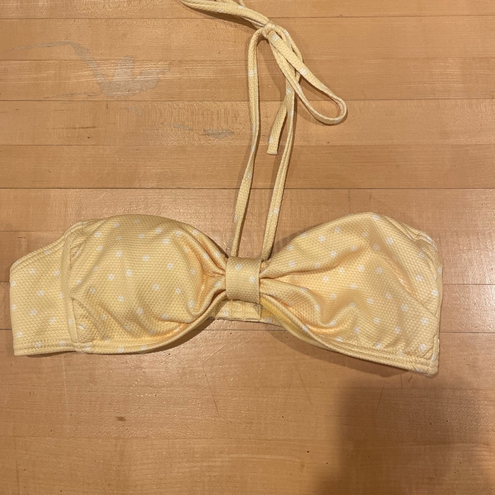 Billabong yellow polka dot halter tie bikini top